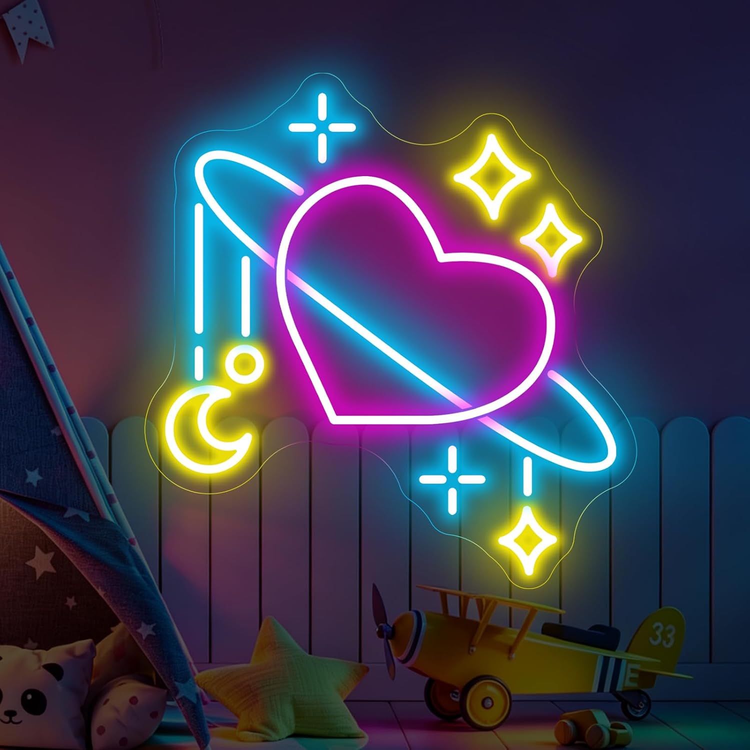 Baby Nursery Wall Lights - Neonowy znak LED z motywem kosmicznym,