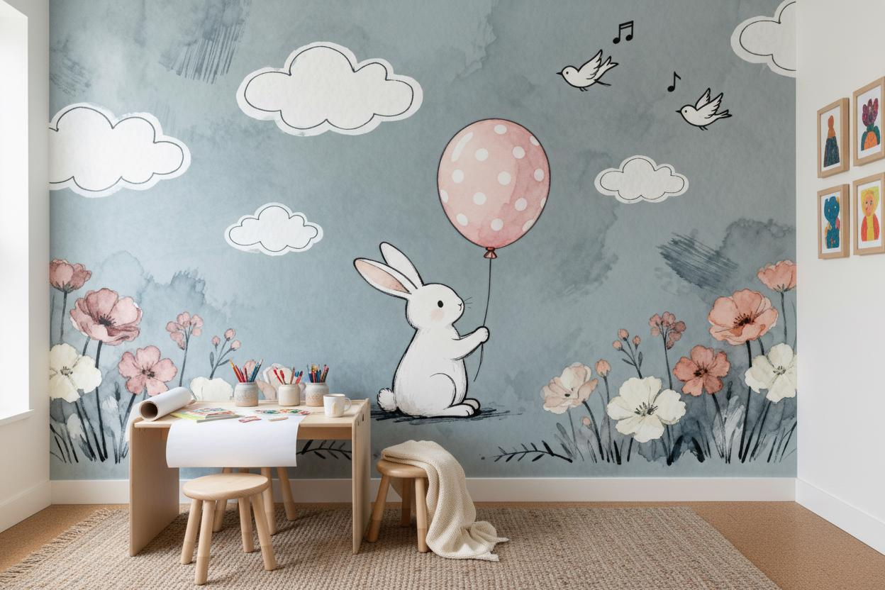 Kreskówkowa fototapeta ze zwie – Baby Nursery Peel And Stick Wallpaper recenzja i cena